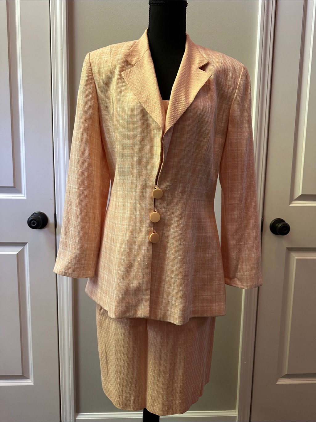 Christian Dior Peach Plaid Tailored Women's Suit